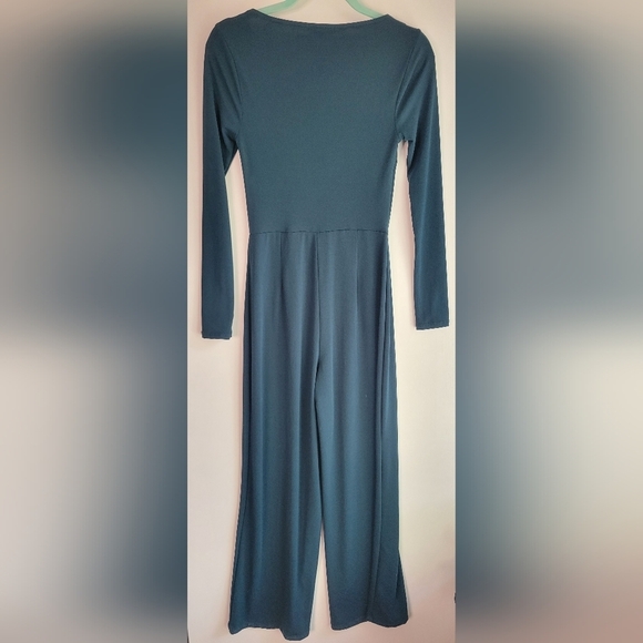 NWT Urban Outfitters Dark Green Vicki V-Wire Small Wide Leg Stretch Jump… - Picture 3 of 8